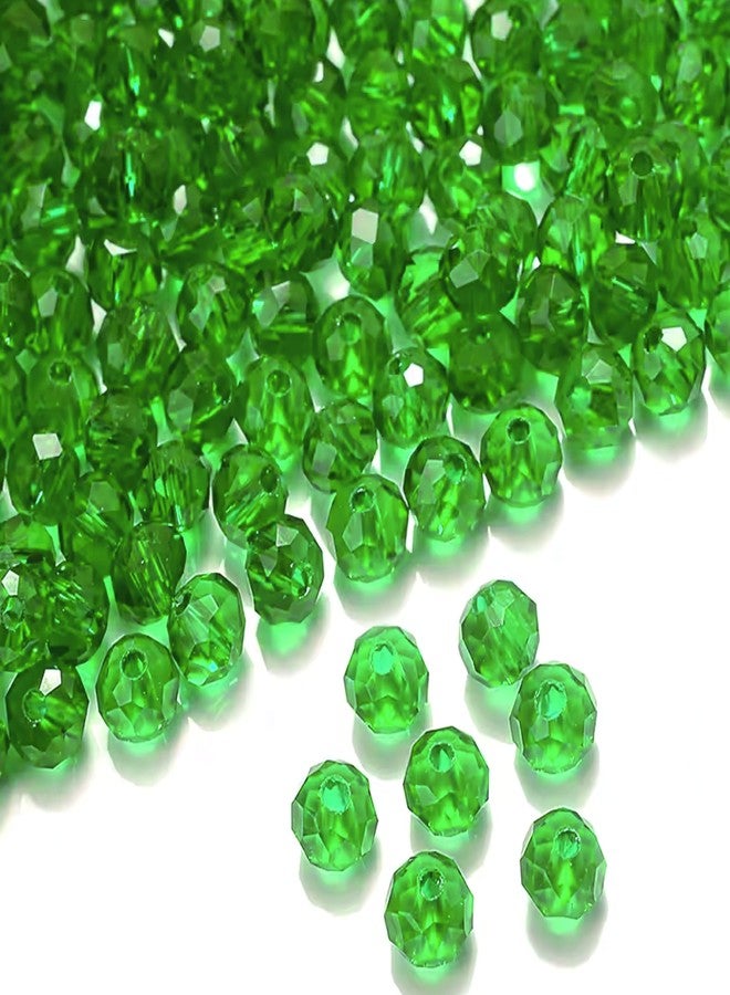 INDIKONB 8mm Glass Crystal Beads for Bracelets & Jewellery Making | Tyre Rondelle Transparent Beads for DIY Craft & Accessories (Green) - Image 1